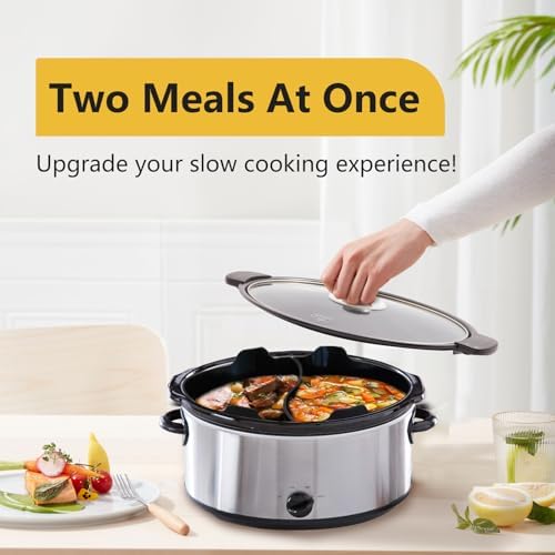 Magikichen Silicone Crock pot Liners,Slow Cooker Liners,6-7 Quart Oval Reusable Crock pot Divider Insert,BPA-Free, Dishwasher Safe 2 in1(Black) - Image 4