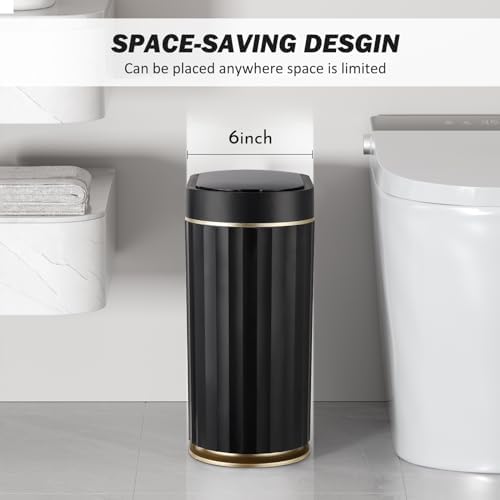 ELPHECO Black Bathroom Trash Can with Lid 2 Gallon Sensor Trash Bin, Automatic Narrow Garbage Can, Waterproof Smart Trash Can, Slim Motion Sensor Waste Bins for Bathroom, Living Room, Office - Image 5