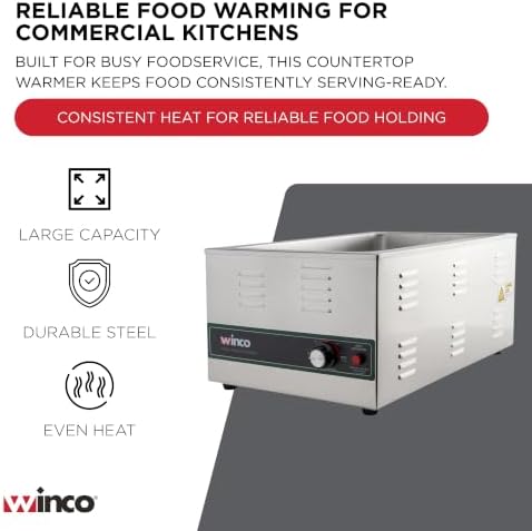 Winco Full Size Stainless Steel Electric Food Pan Warmer - Image 3