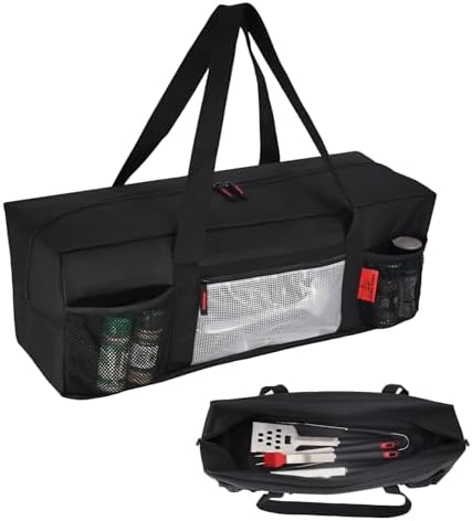 Extra Thick 24" Storage Bag Grill Tool Organizer Pro, BBQ Tool Heavy Duty Bag with Pockets, Double Layer 600D Oxford Cloth Waterproof (2X Thickness), Camping, Tailgating, BBQ Party Gift by CoverGeny