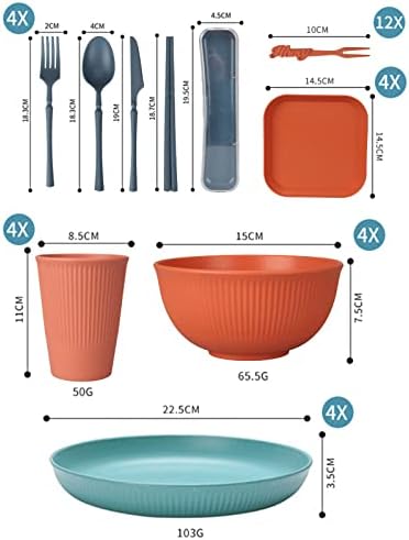 48 Pcs Dinnerware Sets, Unbreakable Plates and Bowls Sets, Reusable Dinnerware Sets for 4 People, Travel Camping Picnic Home Party Cutlery Set, Dishwasher Microwave Safe Dishes - Image 2