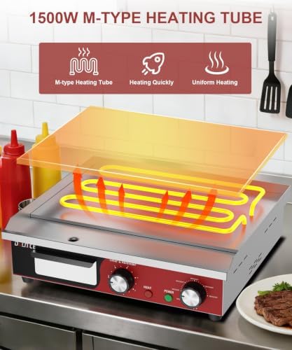 18" Commercial Electric Griddle with 5 Minute Reminder Timer, 1500W - Image 5