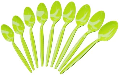 Lime Plastic Spoons (24 Pack) - Durable Disposable Tableware Flatware Cutlery Utensils Set for Picnic, Summer, Golf, Pickleball, Lemon, Catering, Occasions & Theme Party Event Supplies, Blue Orchards by BlueOrchards