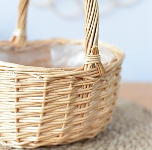 Basket Park Picnic Woven Rattan Picnic Storage Holder Baskets Wicker Handwoven Fruit Willow Braided Basket Camping Outdoor Decor - Image 6