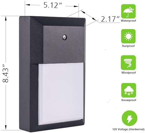 LIT-PaTH Outdoor Wall Light Fixture, Aluminum, LED 3000K, Black, 1 Pack - Image 3