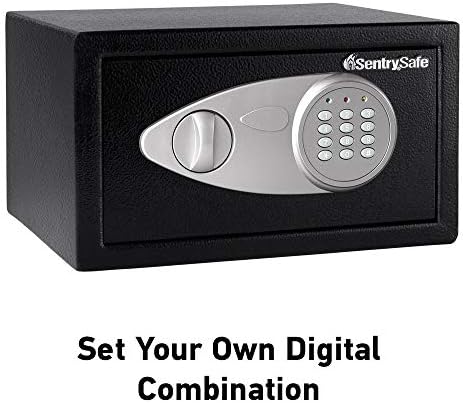SentrySafe Medium Safe with Digital Keypad, Lock Box with Code has Interior Lining and Bolt Down Kit that Secures Pistol, Money, 0.41 Cubic Feet, 7.6 x 11.4 x 10.4 Inches, X041E - Image 2