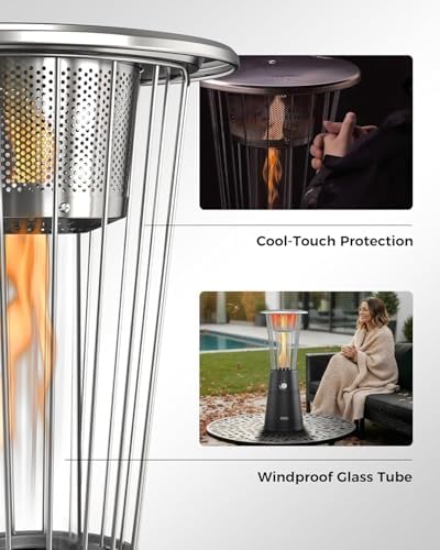 Tabletop Heater Patio Heater, 11,000 BTU Propane Patio Heater for Commercial, Balcony & Porch, Quartz Glass Tube, Portable Small Heater For Outdoor Use - Black - Image 7