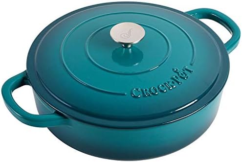 Crock-Pot Artisan Enameled Cast Iron Braiser W/Lid, 5 Quart, Teal Ombre - Image 2