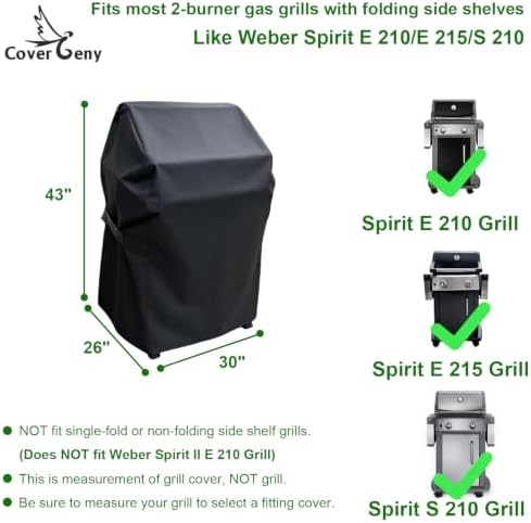 Outdoor Waterproof Small Grill Cover Fits for Weber Spirit 210 Series(E 210,S 210,E 215), Charbroil, Kenmore Grills, Heavy Duty 2 Burner BBQ Cover 30",Compared to Weber 7105 - Image 2