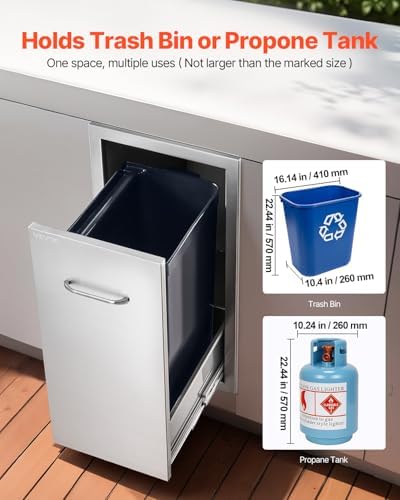 VEVOR Outdoor Kitchen Drawers 11.81" W x 23.62" H x 19.6" D Stainless Steel - Image 4