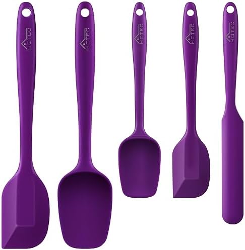 HOTEC BPA-Free Silicone Rubber Spatula Set, Purple, Set of 5 by Hotec