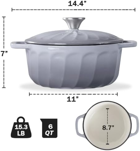 Enameled Cast Iron Dutch Oven Pot with Lid, 6 QT Large Dutch Oven - Image 2