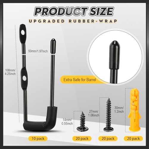Yaocom 10 Pcs Pistol Wall Mount Rack with Rubber Coated Hooks - Image 2