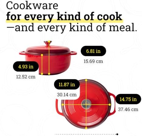 Lodge Essential Enamel Cast Iron Dutch Oven, 7.5 Quart, Island Spice Red - Image 5