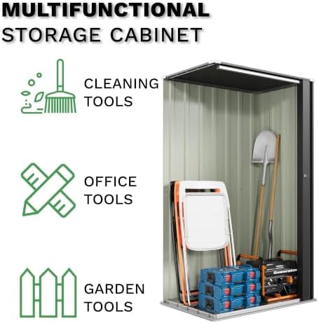 Patiowell 22 Cuft Storage Shed, Metal Vertical Storage Cabinet, Black - Image 2