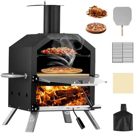 PIZZELLO 26"H Outdoor Wood Fired Pizza Oven, 2-Layer Pizza Maker by PIZZELLO
