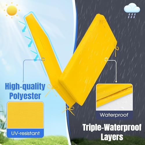 Basic Beyond Chaise Lounge Cushions Outdoor, 3-Layer Waterproof Outdoor Furniture Cushions with Removable Cover and 4 Ties, 72"x21"x3" Patio Lounge Chair Cushions for Outdoor Furniture, Yellow - Image 2