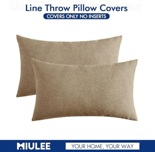MIULEE Decorative Outdoor Pillow Covers Lumbar Waterproof 12x20 Taupe Grey - Image 6