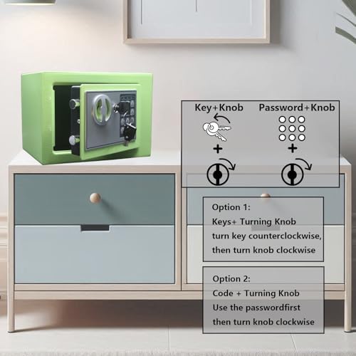 Yuanshikj Small Steel Security Safe Box with Keypad,Key;0.23 Cu Ft, Green - Image 6
