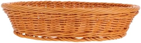 Wicker Bread Basket Brown 30cm for Kitchen Serving by BELLIFFY