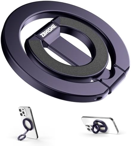 Magnetic Phone Ring for MagSafe Dual-Sided Magnetic Phone Grip Magnet Phone Stand Grip Compatible with iPhone 17/16/15/14/13 Pro Max Plus Mag Safe Accessory for Car Mounts (Purple) by ZBHISHEmagneticphonegrip