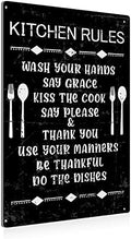 BEASTZHENG Funny Kitchen Rules Metal Tin Sign Wall Art Decor Vintage Sign for Home Cafe Bar Decor Gifts - Black by BEASTZHENG