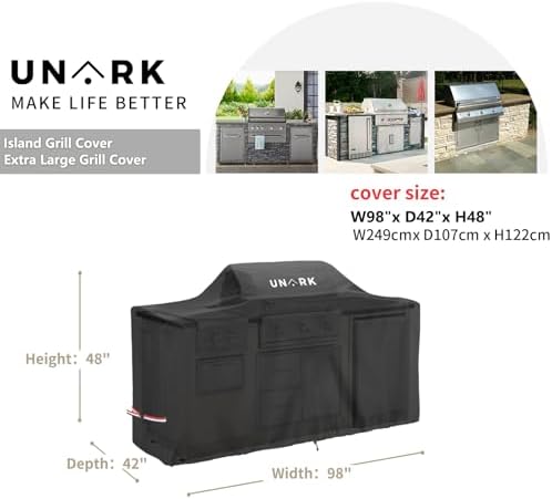 98 Inch Extra Large Grill Cover Kitchen Island Cover Large Island Grill Cover for Outdoor Grill Outdoor Kitchen Cover Heavy Duty Waterproof 98" L x 42" W x 48" H, Black - Image 2
