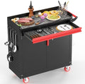 Eltean Metal Grill Cart - Outdoor Grill Cart with Storage,Grill Table with Wheels,Outdoor Bar Cart with Adjustable Shelf for Kitchen Prep and Patio BBQ by ElteanStorageSolutions