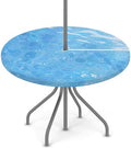 Fitted Round Tablecloth with Umbrella Hole and Zipper Ocean Outdoor Elastic Table Cloth 36"-44" Oil-Proof Waterproof Blue Water Patio Table Cover for Picnic Party by GzLeyigouHomeKitchen