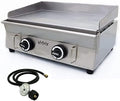 TECHTONGDA LPG Gas Grill Griddle, Stainless Steel Commercial Countertop Griddle Flat Top Grill, Restaurant Teppanyaki, BBQ Plate Grill with Adjustable Temperature Control, 21.26"x13.39", 2800Pa by TECHTONGDA