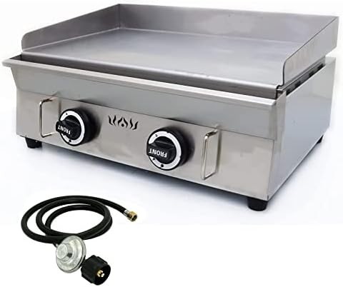 TECHTONGDA LPG Gas Grill Griddle, Stainless Steel Commercial Countertop Griddle Flat Top Grill, Restaurant Teppanyaki, BBQ Plate Grill with Adjustable Temperature Control, 21.26"x13.39", 2800Pa by TECHTONGDA