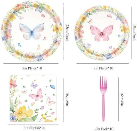 CHANGZHONG 50pcs Spring Butterfly Wildflower Birthday Dinnerware - Image 2