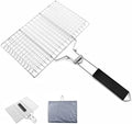Fish Grilling Basket, BBQ Stainless Steel Barbecue Basket, Foldable Handle by OCTOXEQA