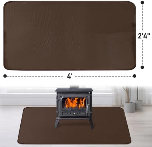Fireproof Fireplace Rug for Home Protection, 4' x 2'4" x 0.04'', Brown - Image 2