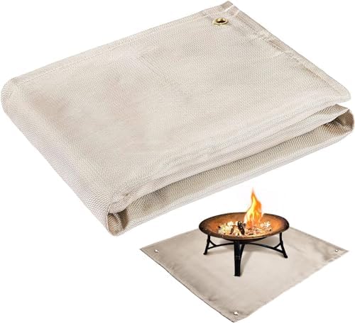 Fire Pit Mat, 37.8"x 39.4" Fireproof Blanket for Under Fire Pit, Camel by PAMASE