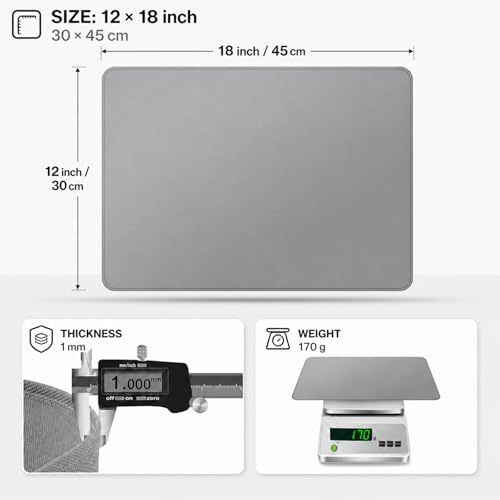 FLASLD Heat Resistant Mat for Air Fryer Site on, Fireproof Silicone Mats for Kitchen Counter, Countertop Protector, No-slip and Waterproof (Gray, 12"X18") - Image 3