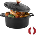 Enamel Cast Iron Dutch Oven with Lid, Round Casserole Pot for Bread Baking, Braising, Roasting, and Stews, Heavy-Duty, Oven Safe, Induction Compatible (4.7QT,Grey) by TASTEDELI