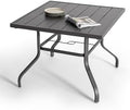 NUU GARDEN 37" Outdoor Patio Table, Square Steel Slat Dining Table for 4 with 1.57" Umbrella Hole, Powder-Coated Iron Frame and Slatted Top for Patio, Garden and Balcony, Gray by NUUGARDENCORPORATION