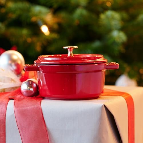 Staub Cast Iron 0.25-qt Mini Round Cocotte - Cherry, Made in France - Image 3
