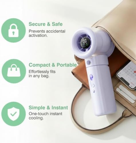 Handheld Turbo Misting Fan with LED Display & Safety Lock - Image 5