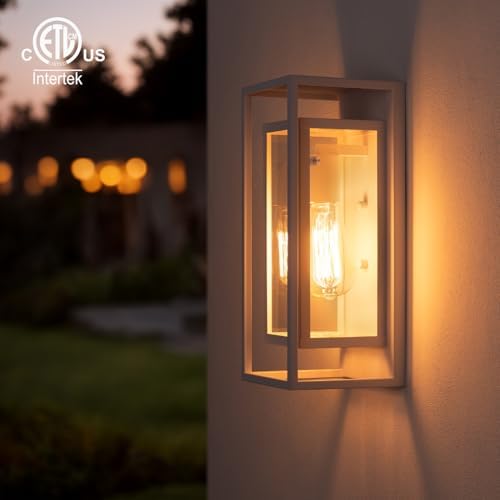 mirrea 14" Modern Outdoor Porch Wall Light, Matte White, 2 Pack - Image 4