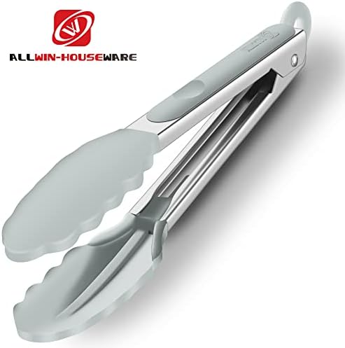 2 Pack Silicone Kitchen Tongs, 9 & 12 Inch, Stainless Steel, Warm Grey - Image 5