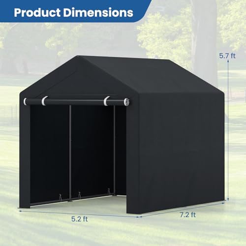 Goplus 7.2 x 5.2 FT Portable Storage Shed, Outdoor Carport Garage Tent - Image 7