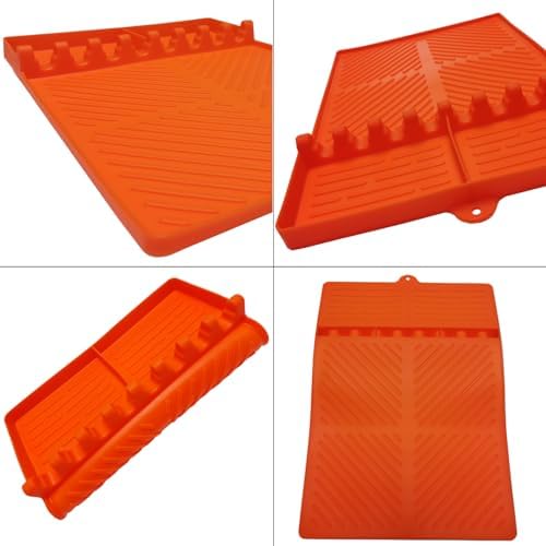 Silicone Griddle Tools Mat for Blackstone, Spatula Rest with Drip Pad, Grill Side Shelf Mat for Blackstone, Silicone Utensil Rest/Holder for BBQ Tools (Orange 2 Pack) - Image 6