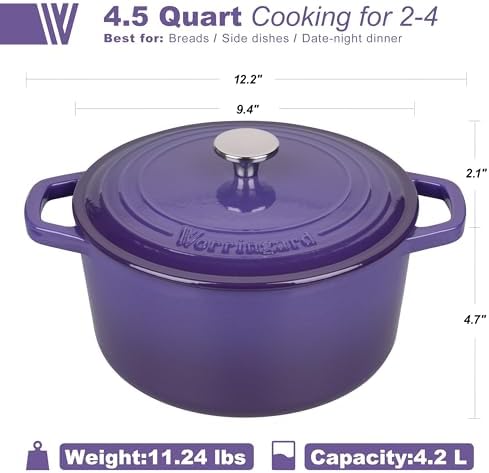 VORRINGARD Enameled Cast Iron Dutch Oven Pot with Lid, for Bread Baking, Round Bread Oven- include Sourdough Bread Baking Supplies Set, 4.5QT, Purple - Image 2