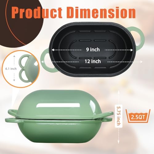 2.5 QT Enameled Cast Iron Sourdough Bread Oven, Loaf Pan with Lid - Image 2