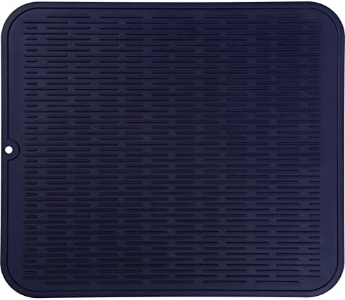 MicoYang Silicone Dish Drying Mat for Multiple Usage,Easy clean,Eco-friendly,Heat-resistant Silicone Mat for Kitchen Counter or Sink,Refrigerator or Drawer Liner Navy Blue 2XL 24 inches x 18 inches by MicoYang