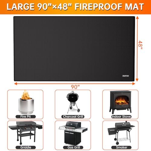 ENGPOW Large 90 x 48 inches Under Grill Mat for Outdoor Grill, Double-Sided Fireproof Indoor Fireplace Mat Fire Pit Mat, Oil-Proof Waterproof BBQ Mat for Deck Patio Lawn,Reusable and Easy to Clean - Image 7