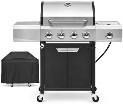 Endark 4-Burner Heavy-Duty Stainless Steel Gas Grill - Portable Outdoor Cooking for Patio, Backyard, Barbecue, Camping | Grill, Fry, Bake Pizza | Easy-Clean by ENDARK