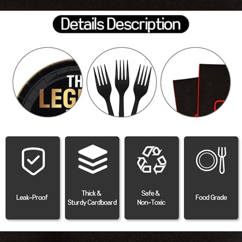 96PCS Happy Retirement Paper Plates Napkins Set for 24 Guests - Image 4